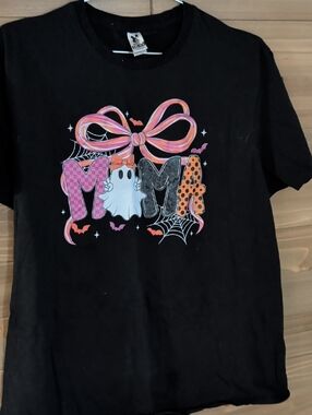 Playboy Girls' Black 'MAMA' Halloween Graphic Tee with Pink Bow